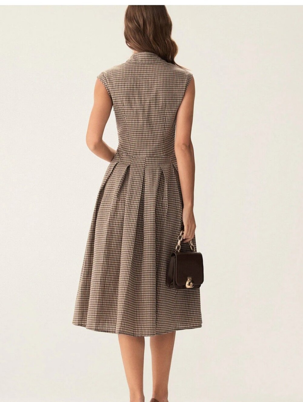 RIHOAS Brown Gingham Sleeveless Shirt Dress - Picture 5 of 7